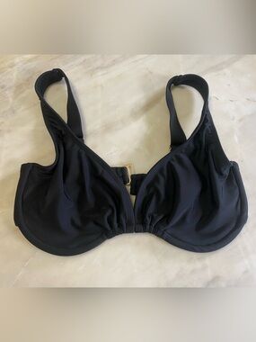 NEW beach candy $218 Black Underwire Swim Bikini Top sz L